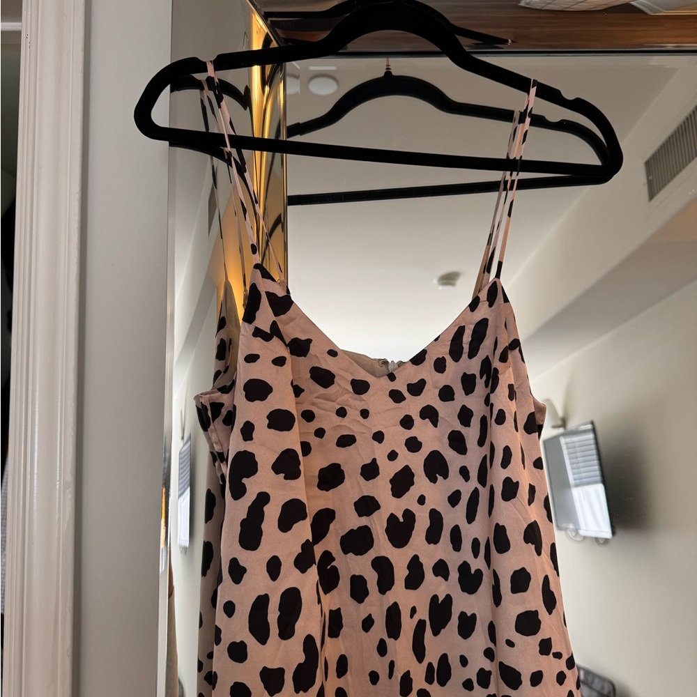 Leopard Satin Midi Dress